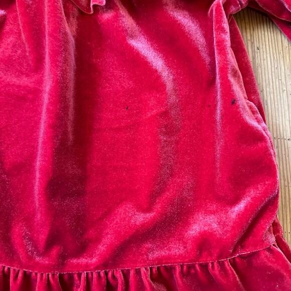 Cat & Jack red velvet long sleeve ruffle peplum dress SIZE 3T - Picture 3 of 5